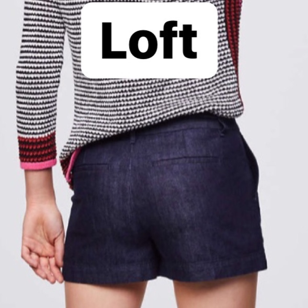 Loft 3 inch Navy Blue Linen Shorts in Size 6